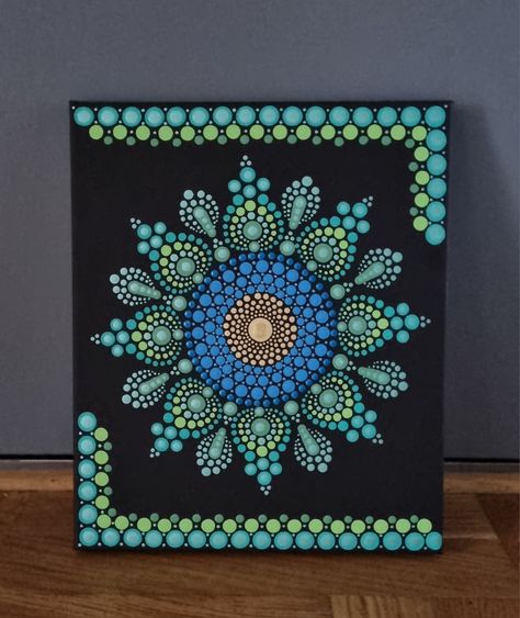 Mandala Dot Painting 6x6, Dot Art On Canvas Acrylics, Dot Painting Mandala Canvas, Dot Painting Ideas Canvases, Rectangle Dot Art, Painting Dots Art, Mandala Dot Art On Rectangular Canvas, Dot Mandala On Rectangle Canvas, Dotted Painting Ideas