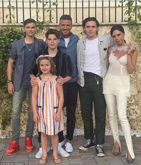 Family portrait: While the family headed to Miami earlier this week for the school summer ... Beckham Family, The Beckham Family, Victoria And David, David And Victoria Beckham, Brooklyn Beckham, Fashion Marketing, David Beckham, Spice Girls, Victoria Beckham