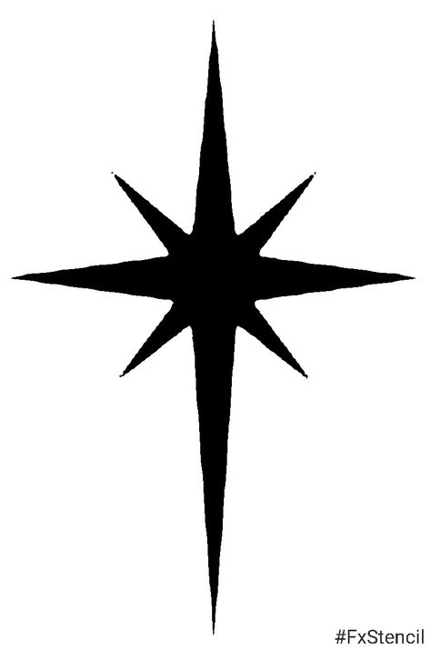 North Star Symbol, Biblical Star Tattoo, Northern Star Drawing, Solid Black Star Tattoo, Y2k Symbols Star, Cool Star Design, 4 Pointed Star, North Star Illustration, Simple Star Drawing