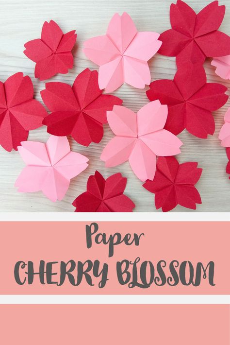 Diy Cherry Blossom Tree, Cherry Blossom Craft, Origami Cherry Blossom, Cherry Blossom Origami, Flower Paper Craft, Paper Craft Tutorials, Bell Icon, Flower Paper, Peach Trees