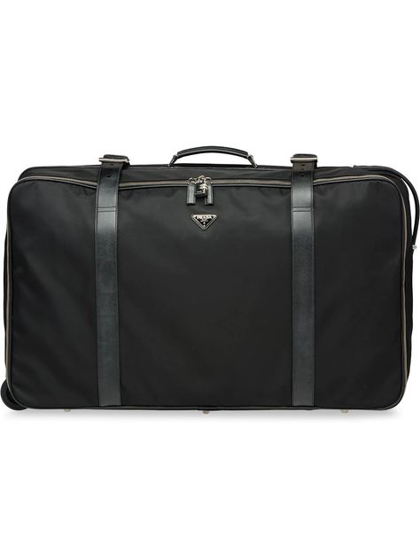 Shop black Prada semi-rigid suitcase with Express Delivery - Farfetch Milanese Fashion, Prada Luggage, North Face Supreme, Designer Luggage, Prada Collection, Old Suitcases, Holdall Bag, Prada Saffiano, Duffel Bags