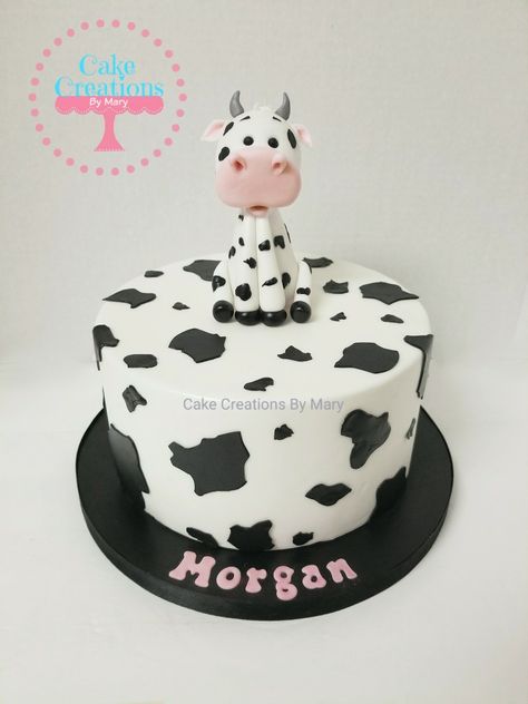 Cow Cake Design, Cow Themed Cake, Baby Cake Design, Mary Cake, Cow Cake, Cow Cakes, 1 Year Baby, Cat Cake, White Cow