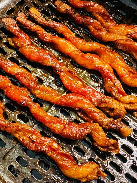 Air Fryer Twisted Candied Bacon - Cooks Well With Others Twisted Candied Bacon, Twisted Candy Bacon, Bacon Twists In Air Fryer, Candied Bacon Air Fryer, Twisted Bacon Air Fryer, Candied Bacon Twists, Carnivore Coffee, Bacon In Air Fryer, Bacon Air Fryer