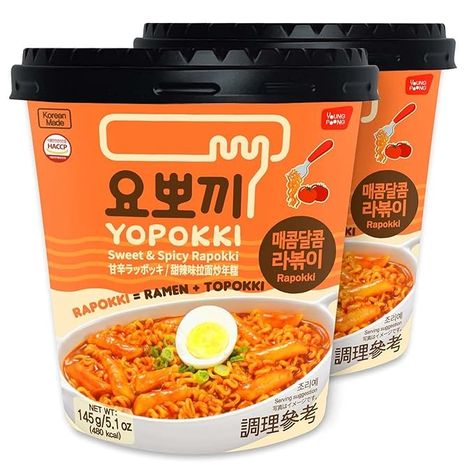 Amazon.com: Yopokki Instant Rabokki Cup (Hot Spicy, Cup of 2) Korean Street food with Hot spicy sauce Ramen Noodle Topokki Rice Cake - Quick & Easy to Prepare : Grocery & Gourmet Food Cup Ramen, Microwave Cover, Ramen Dishes, Korean Rice Cake, Pepper Paste, Spicy Rice, Korean Street Food, Korean Dishes, Ramen Noodle