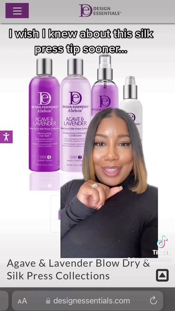 Design Essentials - Haircare on Instagram: "🗣Sound on for this one! @thealliefarmer is out here spreading the good news and she has a message for you that’s just in time for the holidays!!! Every👏🏽single👏🏽word👏🏽is👏🏽true!👏🏽 Take a listen, then head to DesignEssentials.com for the Agave & Lavender Blow-dry & Silk Press Collection!💜" Design Essentials Silk Press, Best Products For Silk Press Natural Hair, Silk Press Essentials, Silk Press Products For Natural Hair, Silk Press Products, Silk Press Hair, Pressed Natural Hair, Silk Press Natural Hair, Hair Care Regimen