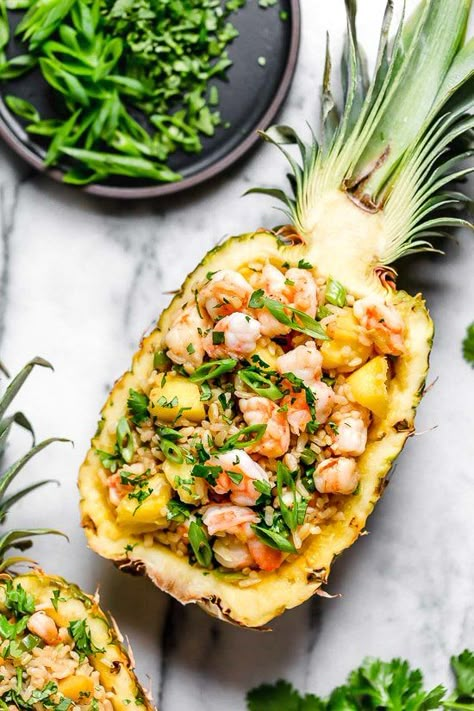 Pineapple Shrimp Fried Rice, Vegetarian Fried Rice, Fried Rice Dishes, Pineapple Shrimp, Making Fried Rice, Shrimp Fried Rice, Prep Recipes, Healthy Nutrition, Types Of Food