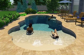 Thursday Pools, Paver Patio Ideas, Beach Entry Pool, Living Pool, Dream Backyard Pool, Pools Backyard Inground, Small Pool Design, Natural Swimming Pools, Fiberglass Pools