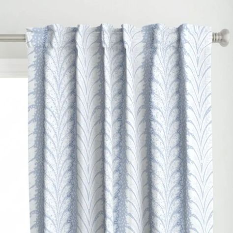 Blue Print Curtains - Etsy Serena And Lily Window Treatments, Blue Nursery Curtains, Serena And Lily Curtains, Blue Drapes Living Room, Blue Curtains Nursery, Preppy Curtains, Printed Curtains Bedroom, Light Blue Dining Room, Patterned Curtains Bedroom