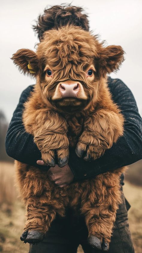 Pet Cows, Highland Calf, Mini Cows, Baby Highland Cow, In His Arms, Fluffy Cows, Cuddly Teddy Bear, Cow Pictures