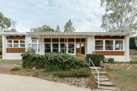 Midcentury Modernized: A Sensitively and Sustainably Remodeled 1960s Gem - Remodelista 1960s Architecture Home, 1960 Mid Century Modern Home, 1960s Home Exterior, Mid Century Architecture 1960s, Under Deck Roofing, Light Green Paint, 1960s House, 1960s Home, Modern Renovation