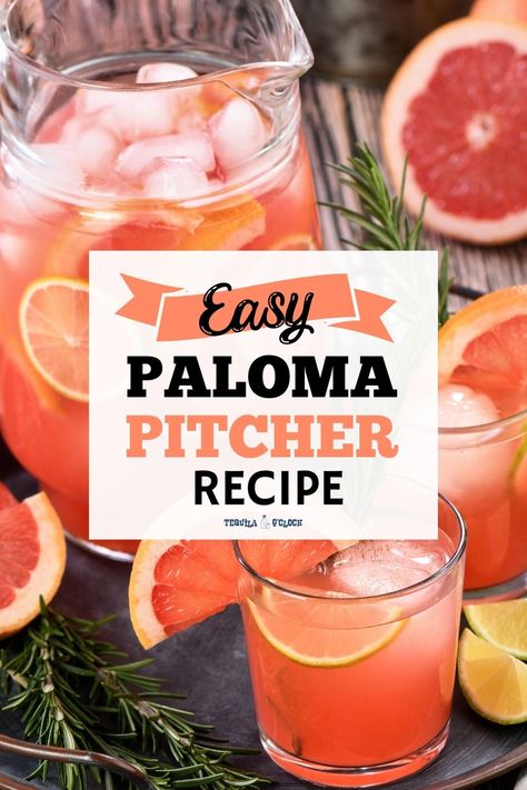 Paloma Pitcher Recipe Pitcher Recipes, Paloma Punch, Paloma Pitcher Recipe, Large Batch Paloma Recipe, Big Batch Paloma Recipe, Paloma Recipe Pitcher, Pitcher Paloma Recipe, Batch Paloma Recipe, Margarita Pitcher Recipe Parties