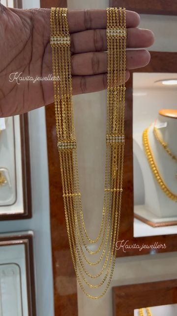 Diamond Chandraharam Designs, Chandraharam Designs Gold, Gold Jewellery With Grams, Chandrahaaram Designs, Champasavaralu Gold Designs Latest, Chandraharam Designs Indian Jewelry, Steps Haram Designs Gold, Champaswaralu Designs Gold With Grams, 60 Grams Gold Haram Designs