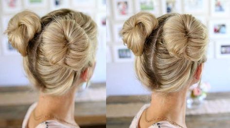 Double Hair Buns, Pigtail Buns, Two Buns Hairstyle, Cute Bun Hairstyles, Double Buns, Chignon Bun, Cute Buns, Luxy Hair, Easy Bun Hairstyles