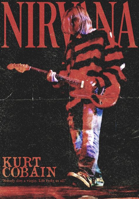 Kurt Cobain Poster Vintage, Spotify Playlist Covers Nirvana, Rock Posters Black And White, Kurt Cobain Posters, Nirvana Aesthetic Wallpaper Iphone, Nirvana Graphic Design, Poster Prints Bands, Nirvana Poster Room, Kurt Cobain Wallpaper