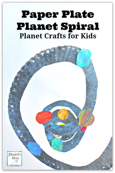 Planet Crafts for Kids- Paper Plate Spiral with Paper Towel Dabbed Planets Space Activities For Preschoolers, Outer Space Activities, Outer Space Crafts, Planets Activities, Solar System Activities, Space Art Projects, Planet Crafts, Space Activities For Kids, Space Crafts For Kids