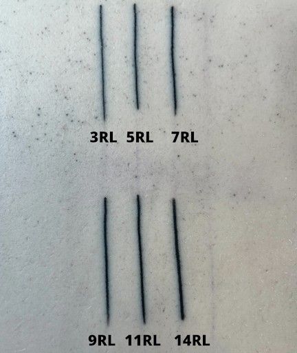 Types Of Tattoo Needles, Tattoo Needle Size Chart, Tattoo Needles Guide, Tattoo Needle Sizes, Tattoo 101, Tattoo Artist Tips, Learn To Tattoo, Tattoo Tips, Tattoo Practice Skin