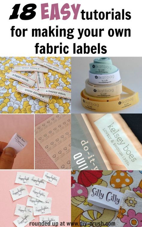 18 Easy tutorials for making your own fabric labels at home. Click through to browse the list!  DIY Crush Sew Ins, Syprosjekter For Nybegynnere, Craft Labels, Make Your Own Labels, Sewing Labels, Diy Labels, How To Make Labels, Labels Diy, Quilt Labels