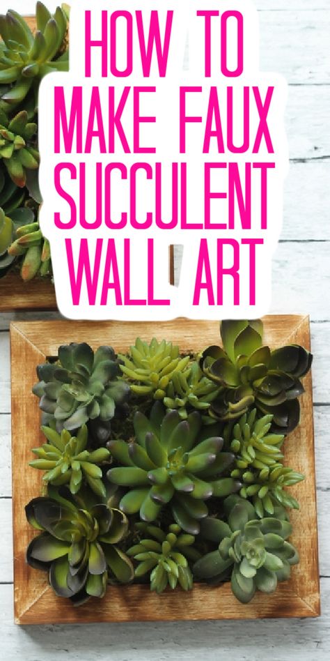 Grab some faux succulents and make this living wall art that is actually not alive at all! You will love how this looks in your home and the fact that you don't have to water it wt all as it is fake! #succulents #wallart #walldecor 3d Succulent Wall Art, Greenary Wall Art, Fake Succulents Decor Wall, Diy Faux Succulent Wall, Diy Succulent Wall Art, Moss Wall Hanging, Faux Plant Wall Bathroom, Diy Faux Living Wall, Bathroom Living Wall