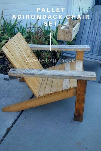 Adirondack Chairs Diy, Pallet Furniture Plans, Pallets Diy, Pallet Chair, Pallet Bench, Outdoor Furniture Plans, Pallet Outdoor, Pallets Garden, Pallet Crafts