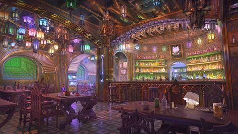 Fantasy Shop Interior Concept Art, Fantasy Shop, Fantasy Rooms, New Retro Wave, Location Inspiration, Setting Ideas, Fantasy City, Fantasy Setting, Fantasy Places