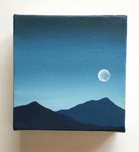 Diy Canvas Art Painting Nature, Canvas Sky Painting Easy, Sky Easy Drawing, Art Inspiration Painting Easy Acrylic, Easy Shadow Painting Ideas, Blue Simple Paintings, Acrylic Painting Small Canvas Easy, Oil Pastel Canvas Art Easy, Easy Mini Paintings For Beginners