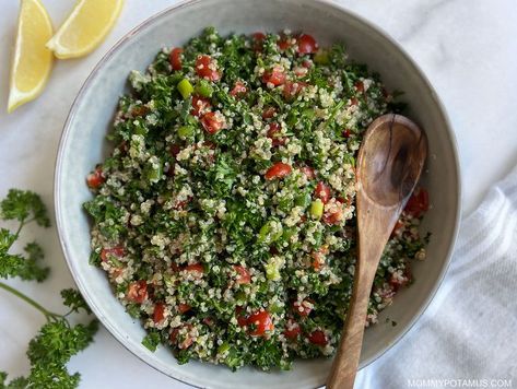 Gluten-Free Tabbouleh Recipe With Quinoa Recipe With Quinoa, Roasted Olives, Gluten Free Flatbread, Tabbouleh Recipe, Quinoa Tabbouleh, Refreshing Salad, Quinoa Recipes, Vegetable Stock, Classic Dishes