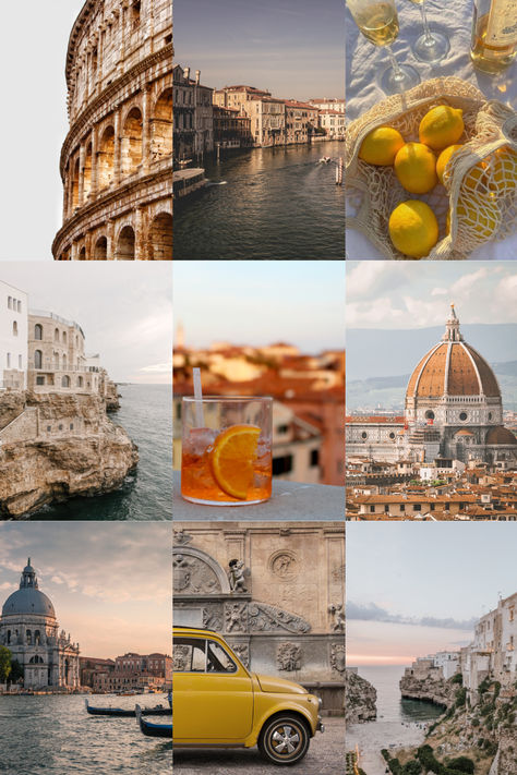 Summer mood board featuring photographs of Italy Beach In Italy Aesthetic, Amalfi Mood Board, Summer In Italy Wallpaper, Italian Summer Moodboard, Italian Instagram Feed, Italian Mood Board, Summer In Italy Aesthetic Wallpaper, 80s Italy Aesthetic, Italy Wallpaper Desktop