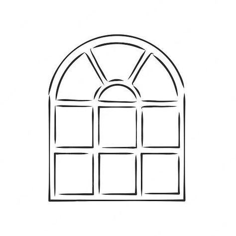 Window Frame Painting, Cute Window Drawing, Arch Window Tattoo, How To Draw Windows, How To Draw A Window, Window Design Drawing, Window Frame Drawing, Window Drawing Sketch, Window Drawing Easy