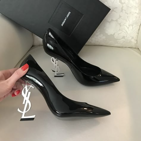 Ysl Silver Heels, Ysl Heels Silver, Pretty Heels, Heels Aesthetic, Shoes Pumps Heels, Cute Shoes Heels, Ysl Heels, Shoes Heels Classy, Ysl Shoes