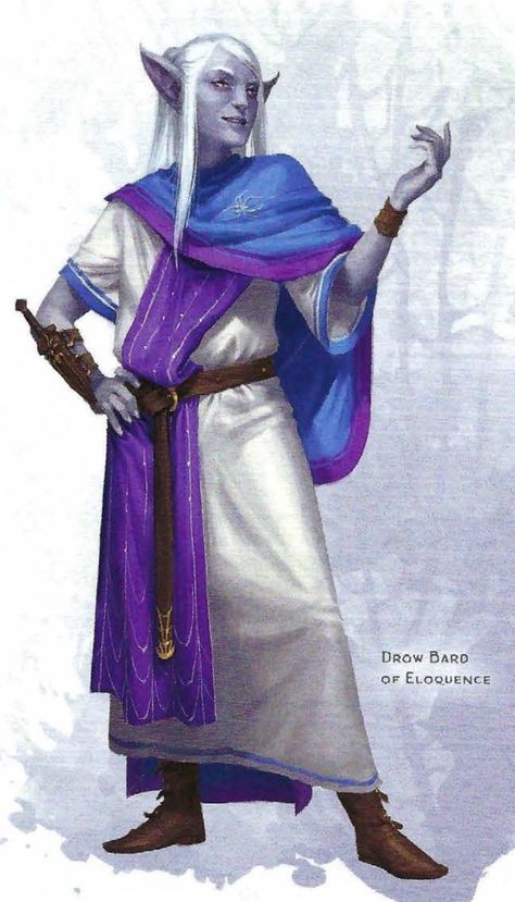 Drow Bard of Eloquence Fantasy Artwork, Norse Mythology, Eloquence Bard, Adventure Party, Fantasy Races, Dark Elf, Dnd Characters, Roleplaying Game, Game Character