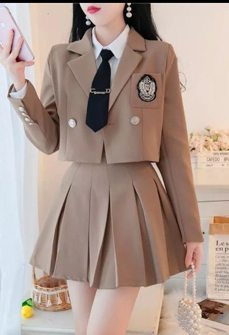 Cute School Outfits Uniform, A Line Skirt Short, School Outfits Uniform, Suit Streetwear, Outfits Uniform, High Waist Pleated Skirt, Muslim Fashion Dress, Skirt Short, Summer Girl