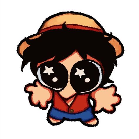 Luffy Cute Drawing, Cute Luffy One Piece, One Piece Drawing Luffy, Asl Fanart, Chopper One Piece Cute, One Piece App Icon, Luffy Draw, Luffy's Hat, One Piece Pfps