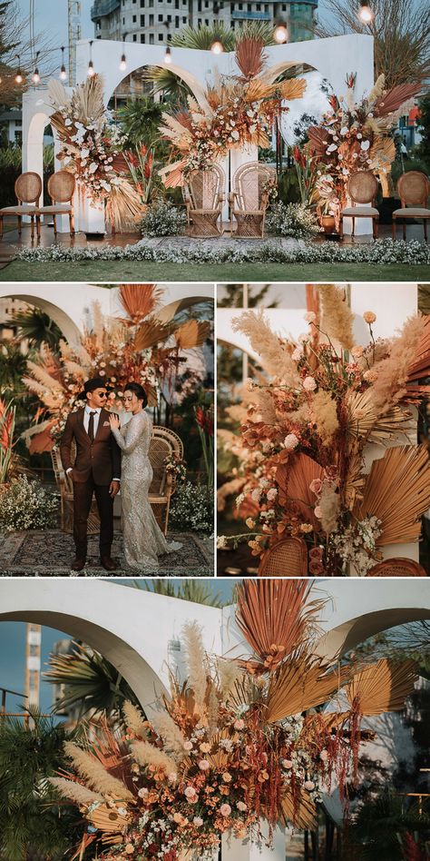 15 Delightfully Cozy Fall Wedding Ideas | Junebug Weddings Winter Fall Wedding Ideas, Fall Wedding Colors Decorations, Rustic Boho Fall Wedding Dress, Pampas Fall Wedding, Fall Quinceanera Ideas, Wedding Decoration Autumn, Luxury Autumn Wedding, Fall Indoor Wedding Ideas, Autumn Fall Wedding