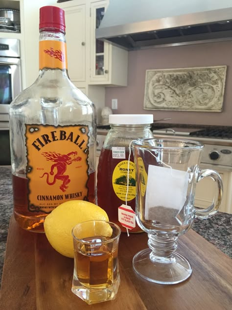 Fireball Hot Toddy Hot Fireball Drinks, Hot Toddy Recipe With Rum, Fireball Hot Toddy Recipe, Hot Toddy Recipe Rum, Hotty Toddy Drink, Fireball Hot Toddy, Fireball Whiskey Drinks, Fireball Mixed Drinks, Hot Toddy Recipe For Colds