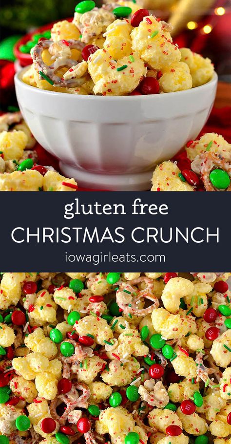 Christmas Crunch - The Ultimate Holiday Treat! Gluten Free Christmas Treats, Gluten Free Christmas Desserts, Christmas Snack Mix, Christmas Crunch, Gluten Free Christmas Cookies, Gluten Free Pretzels, Snack Mixes, Healthy Candy, Gluten Free Holiday