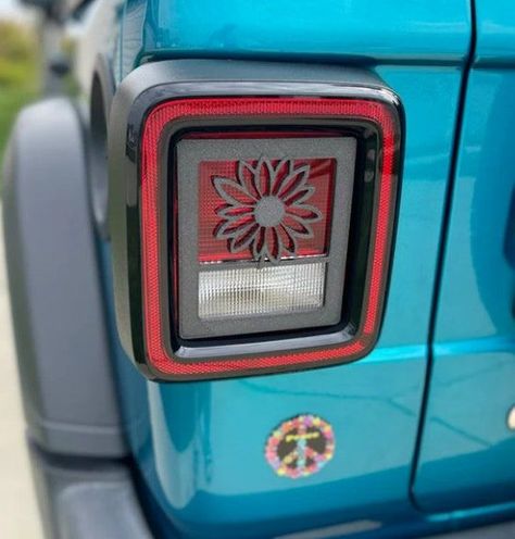 Sun Flower in 3D - Black for Jeep Wrangler JK/JKU/JL Rear Tail Light Covers (2019-2024) non Led Version) Sunflower hibiscus hawaii -  #Black #Covers #Flower #Hawaii #hibiscus #Jeep #JKJKUJL #LED #Light #Rear #Sun #Sunflower #Tail #Version #Wrangler Jeep Jku Accessories, Jeep Wrangler Accessories Exterior, Boho Jeep Accessories, Cool Jeep Wrangler Accessories, Jeep Must Haves, Jeep Wrangler Halloween Ideas, Jeep Wrangler Accessories For Women, Diy Jeep Accessories, Jeep Decorations