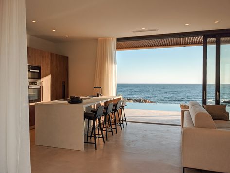 Sea Villa Beach Houses, Kitchen With Beach View, Modern House Sea View, Home With Beach View, Houses Near The Sea, House Beside The Sea, Beach View From House, Sea Side Home, House By The Sea Interior