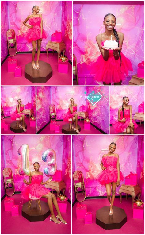 Selfie Museum Birthday Party, 13th Photo Shoot Ideas, 13th Birthday Picture Ideas, 13 Photo Shoot Ideas, Pink Birthday Outfits Black Women, 13th Birthday Photoshoot, 13th Birthday Photo Shoot Ideas, Pink Birthday Outfits, 13 Birthday Picture Ideas