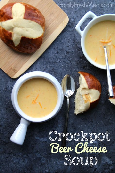 Crockpot Beer Cheese Soup Crockpot Beer Cheese, Beer Cheese Soup Crockpot, Beer Cheese Soup, Soup Crockpot, Beer Cheese Soups, Family Fresh Meals, Crockpot Soup Recipes, Beer Cheese, Crock Pot Soup