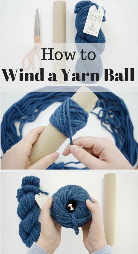 How to wind a yarn ball without a winder! This tutorial will have you winding perfect yarn cakes with just an empty paper towel roll. Hair Wind, Winding Yarn, Yarn Cakes, Empty Paper, Yarn Balls, Knitting Help, Spinning Wool, Yarn Skein, Yarn Cake