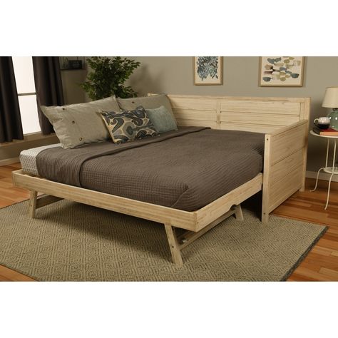 Jaxx Artemis Daybed Queen Size Convertible Sleeper - On Sale - Bed Bath & Beyond - 19577342 Daybed Queen, Daybed With Pop Up Trundle, Pop Up Trundle Bed, Pop Up Trundle, Daybed Frame, Trundle Mattress, Home Goods Furniture, Wood Daybed, White Bed