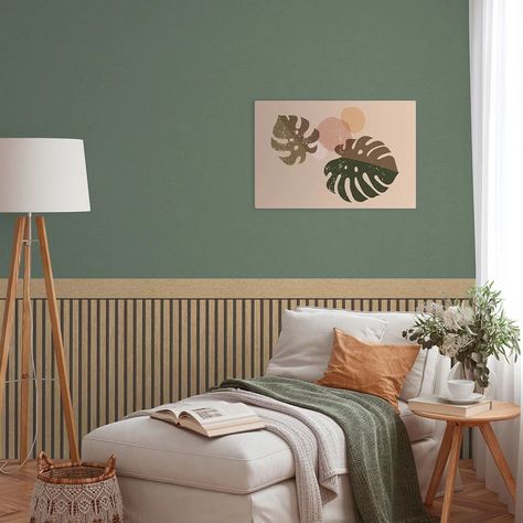 Discover endless ways to create ontrend looks with this innovative dado panel. To create the appearance of natural wood panelling this wallpaper is hung on the lower part of the wall and measures 1.6m height replicating a real panelled finish. Supplied in 5m rolls which can be joined seamlessly around the room. Wooden Panelling, Mulberry Home, Green Walls, Bedroom Panel, Wallpaper Direct, Wood Panel Walls, Wooden Slats, Wood Slats, Wainscoting