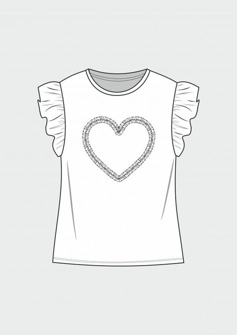 Cute Shirt Drawing, Shirt Illustration Sketches, Cads Fashion, Tshirt Design Drawing, T Shirt Design Drawing, Top Technical Drawing, Tshirts Drawing, Ss24 Trends, Kids Sketch