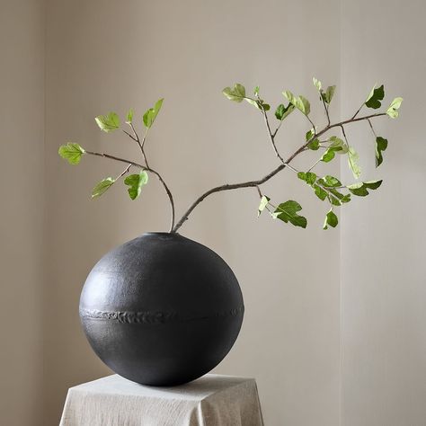 Faux Branches, West Elm Kids, Minimalist House, Mountain Laurel, Fern Plant, Black Vase, Metal Vase, Iron Wire, Floor Vase