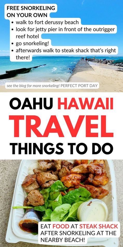 US travel. Visit the blog for Hawaii vacation travel ideas! oahu hawaii things to do. free. budget travel tips. oahu snorkeling spots. hawaii snorkeling. oahu beaches. waikiki hawaii. honolulu. snorkeling tour. tours. hawaii aesthetic. travel aesthetic. hawaii travel tips. hawaiian food. oahu food. waikiki restaurant. steak shack. oahu restaurants. destinations. places to travel in the us. hawaii food. hawaii vacation. hawaiian islands. waikiki beach. united states. world. bucket list. america Things To Do In Honolulu Hawaii, Waikiki Map, Oahu Snorkeling, Oahu Food, Oahu Restaurants, Food Hawaii, Waikiki Restaurants, Hawaii Snorkeling, Moana Surfrider