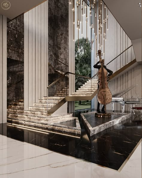 Houses Entrance, Luxurious Staircase, Stair Wall Decor, Luxury Houses Entrance, Luxury Stairs, Staircase Interior, Staircase Interior Design, Luxury Staircase, Staircase Design Modern