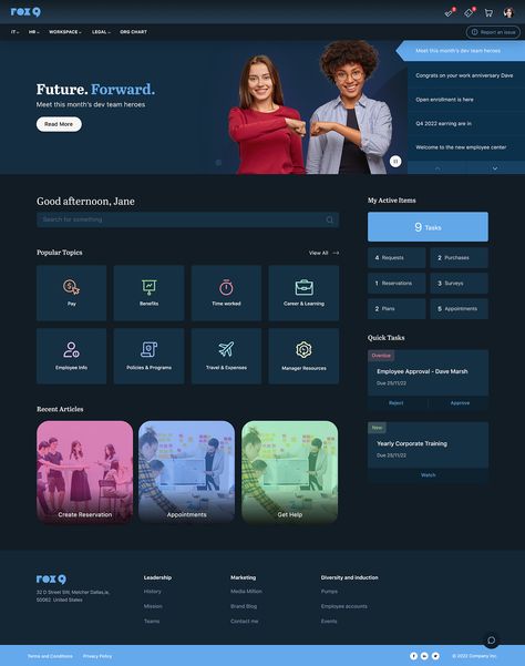 Dark Mode Website Design, Sharepoint Design, Employee Portal, Intranet Portal, Job Portal Website, Work Hacks, Dashboard Interface, Design Sites, Portal Design