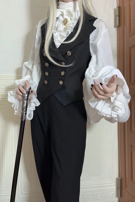 French 1900s Fashion, Formal Doctor Outfit, Fancy Vampire Outfit, Victorian Fashion Male Royal, Fancy Astethic, Victorian Butler Uniform, Noble Pose Reference, Frankenstein Aesthetic Outfits, Victorian Goth Outfits Masc