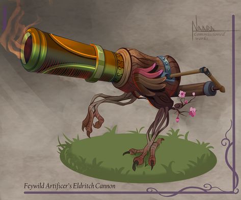 But more metallic Eldritch Cannon, Roll For Initiative, One D, D&d Dungeons And Dragons, High Fantasy, Character Ideas, Magpie, Fantasy Character Design, Fantasy Creatures