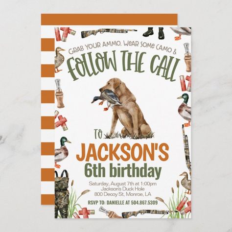 Duck Hunting Birthday Invitation - tap/click to personalize and buy  #boys #sports #birthday, #kids #first Duck Hunting Birthday, Duck Birthday Theme, Kids First Birthday, Hunting Birthday Party, Sports Birthday Invitations, Duck Dog, Boys First Birthday, Hunting Birthday, Duck Birthday